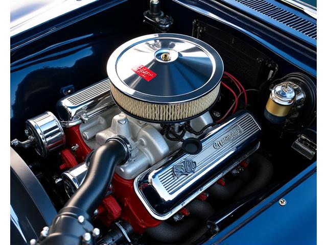 Meticulously cleaned and shined classic car engine bay