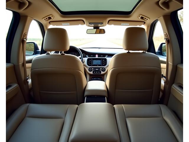 Clean and restored luxury SUV interior with detailed stitching