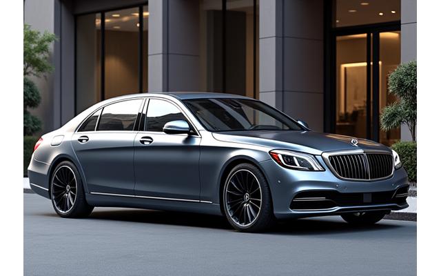 Elegant luxury sedan with subtle matte black accents and unique custom grille.