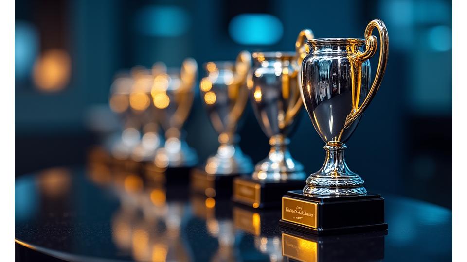 Collection of prestigious automotive detailing awards and trophies