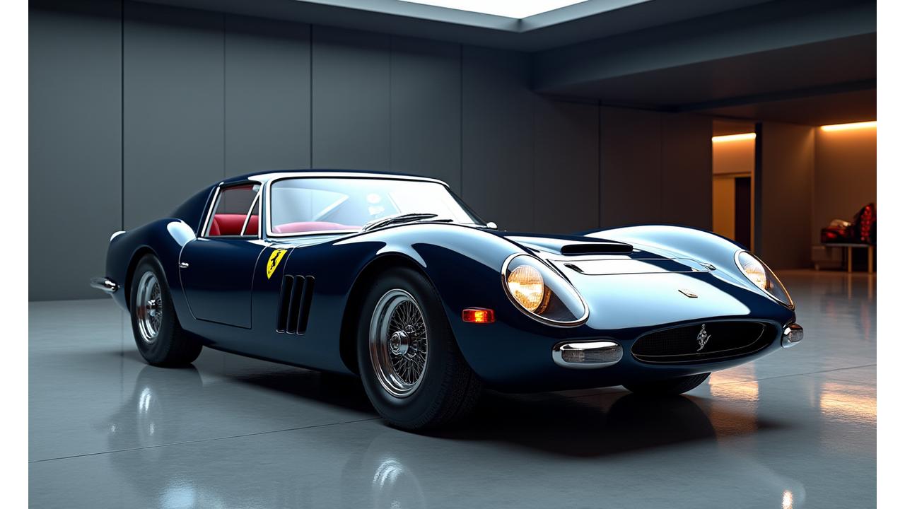 Stunning vintage luxury car gleaming under perfect detailing