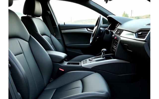 Before shot of a worn sedan interior