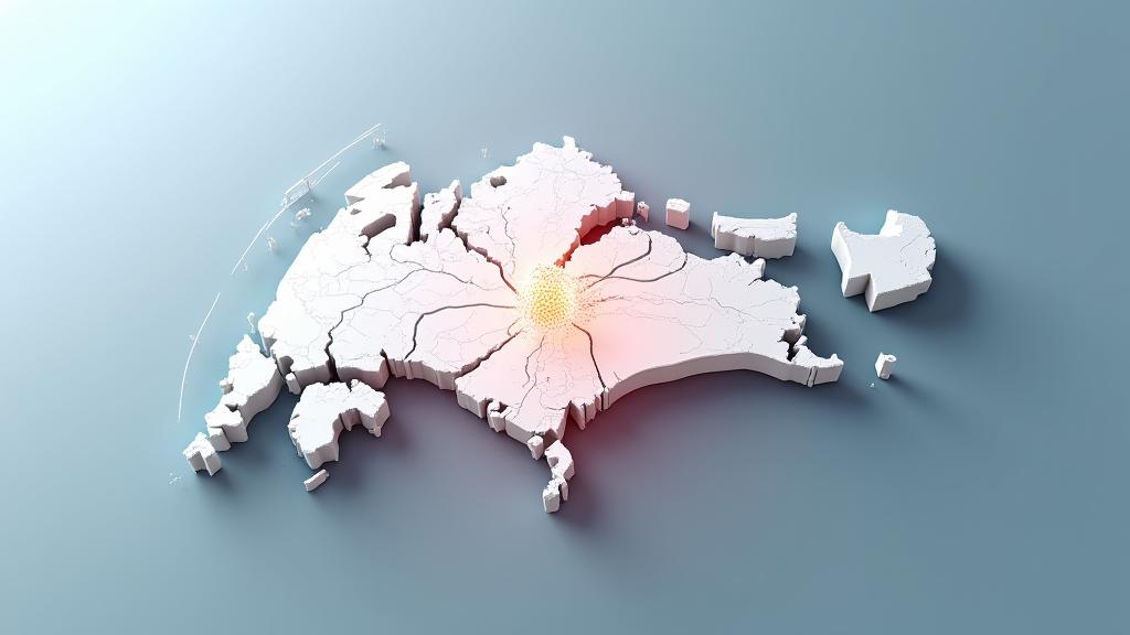 Stylized map of Singapore highlighting comprehensive mobile service area coverage.