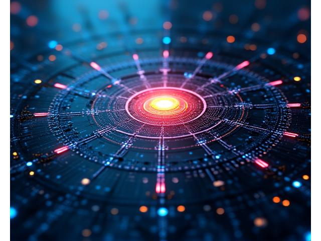 Visual representation of robust cybersecurity, with layers of protection and data flowing through secure channels, symbolizing strong defense against threats.